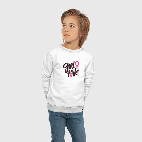 Детский свитшот Girl power black and pink / Белый – фото 4