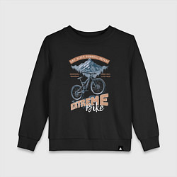 Свитшот хлопковый детский Горный велосипед, лес, горы, эсктримальный стиль, цвет: черный