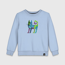 Свитшот хлопковый детский Декоративный кот в узорах, цвет: мягкое небо