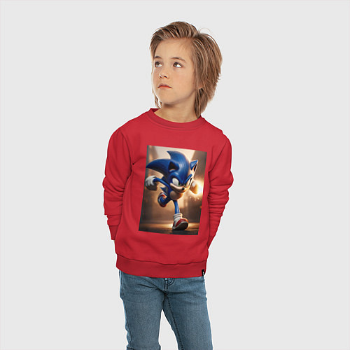 Детский свитшот Бегущий Соник / Красный – фото 4