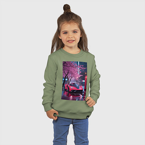 Детский свитшот Суперкар и сакура / Авокадо – фото 3
