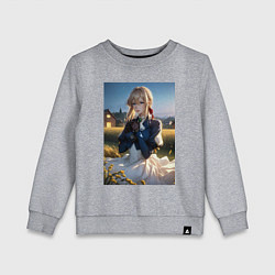 Свитшот хлопковый детский Вайолет Эвергарден на лугу, цвет: меланж
