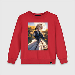 Детский свитшот Вайолет Эвергарден на поле пшеницы