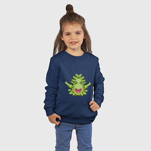 Детский свитшот Cartoon monster with spikes green / Тёмно-синий – фото 3