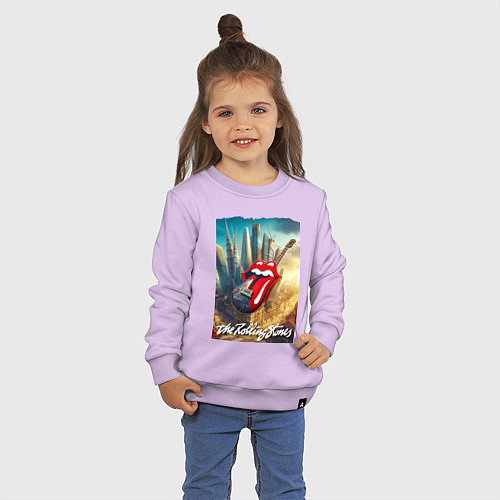 Детский свитшот Rolling Stones - logo-guitar / Лаванда – фото 3