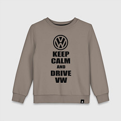 Свитшот хлопковый детский Keep Calm & Drive VW, цвет: утренний латте