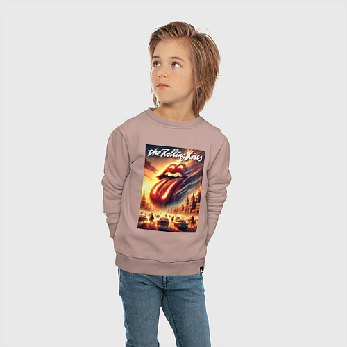 Детский свитшот Logo of the Rollings Stones / Пыльно-розовый – фото 4