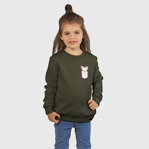 Детский свитшот FoxINy in pocket / Хаки – фото 3