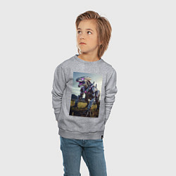 Свитшот хлопковый детский Робот в стиле Horizon, цвет: меланж — фото 2