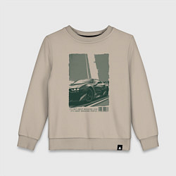 Свитшот хлопковый детский Постер спорткара, цвет: миндальный