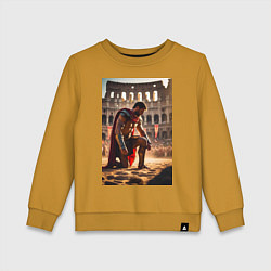 Свитшот хлопковый детский Спартак в Колизее, цвет: горчичный