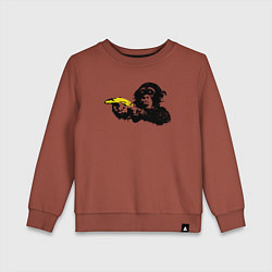 Свитшот хлопковый детский Мартышка с бананом, цвет: кирпичный
