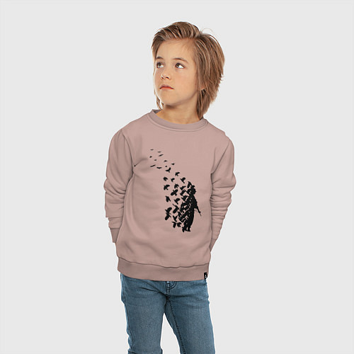 Детский свитшот Птицы мира / Пыльно-розовый – фото 4