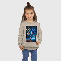 Свитшот хлопковый детский Соник убегает от ракет, цвет: миндальный — фото 2