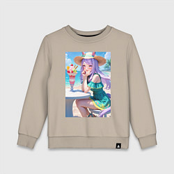 Детский свитшот Девушка-пони кушает мороженое