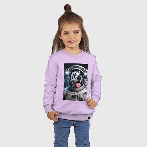 Детский свитшот Космонавт далматинец в скафандре - нейроарт / Лаванда – фото 3