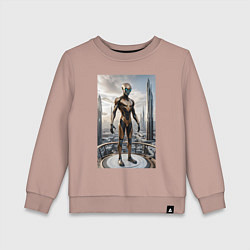 Свитшот хлопковый детский Инопланетянин в городе будущего, цвет: пыльно-розовый