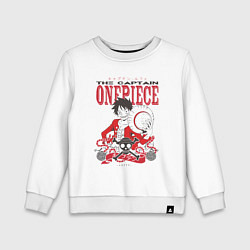 Свитшот хлопковый детский Ванпис Луффи череп, цвет: белый