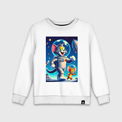 Свитшот хлопковый детский Космонавты Том и Джерри, цвет: белый