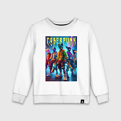 Свитшот хлопковый детский Фурри - киберпанк, цвет: белый