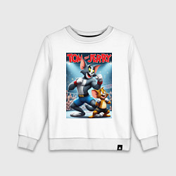 Свитшот хлопковый детский Tom and Jerry - MMA, цвет: белый