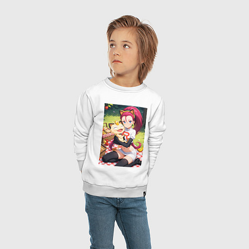 Детский свитшот Джесси и Мяут на пикнике / Белый – фото 4