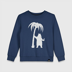 Свитшот хлопковый детский Мишка возле пальмы, цвет: тёмно-синий