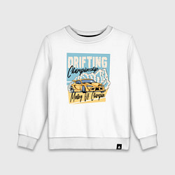 Свитшот хлопковый детский Drifting championship, цвет: белый
