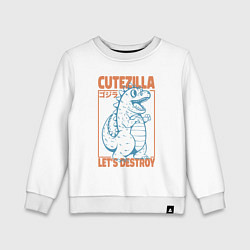 Свитшот хлопковый детский Cutezilla lets destroy, цвет: белый