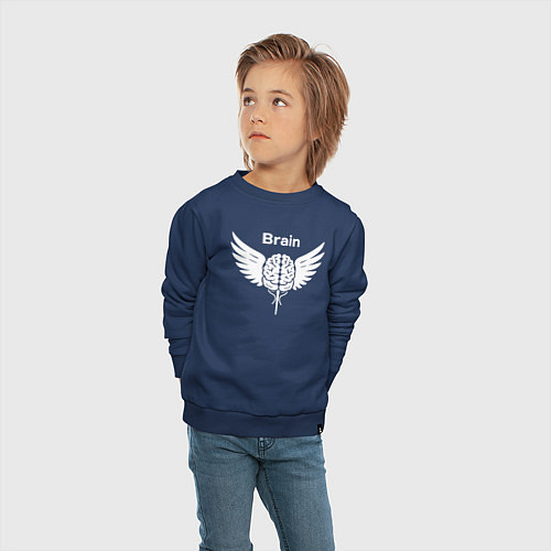 Детский свитшот Мозг с крыльями / Тёмно-синий – фото 4
