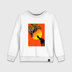 Свитшот хлопковый детский Жираф в саванне, цвет: белый