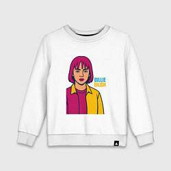 Свитшот хлопковый детский Билли Айлиш в стиле рисунка, цвет: белый