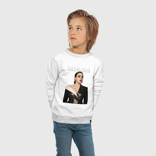 Детский свитшот Билли Айлиш в черном костюме / Белый – фото 4