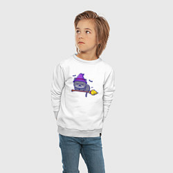Свитшот хлопковый детский Cat witch, цвет: белый — фото 2