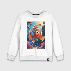 Детский свитшот Рыбка клоун плавает с черепахами