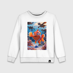 Детский свитшот Рыбка клоун плавает с черепахами