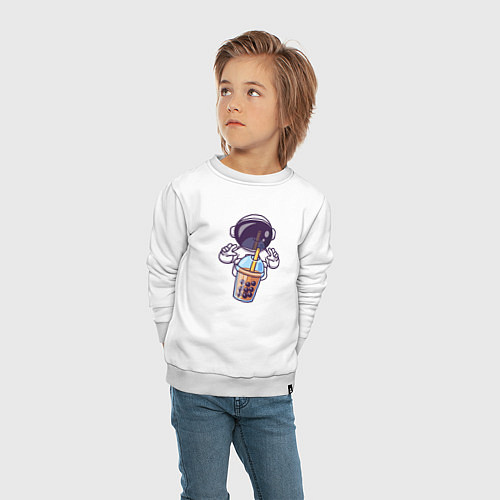 Детский свитшот Космический бабл-чай / Белый – фото 4