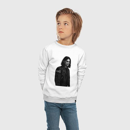 Детский свитшот Bones в образе рок звезды / Белый – фото 4
