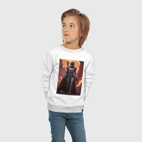 Детский свитшот Девушка-Мандалорец в броне / Белый – фото 4