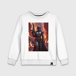 Свитшот хлопковый детский Девушка-Мандалорец в броне, цвет: белый