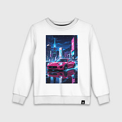 Детский свитшот Вишневый спорткар по мокрой дороге