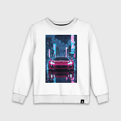 Детский свитшот Вишневый спорткар по мокрой дороге