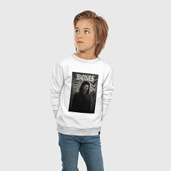 Свитшот хлопковый детский Bones с желтыми горящими глазами, цвет: белый — фото 2