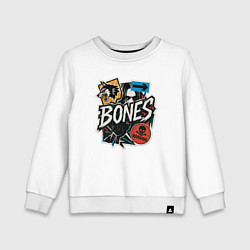 Свитшот хлопковый детский Bones в стиле наклеек, цвет: белый