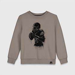 Свитшот хлопковый детский Американский футболист черной краской, цвет: утренний латте