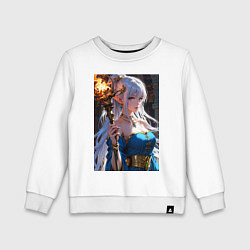Детский свитшот Прекрасная эльфийка-маг с шаром огня