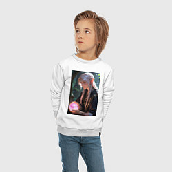 Свитшот хлопковый детский Серьёзная эльфийка с магической сферой, цвет: белый — фото 2