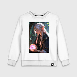 Детский свитшот Серьёзная эльфийка с магической сферой