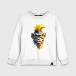 Свитшот хлопковый детский Желтая безумная обезьяна, цвет: белый