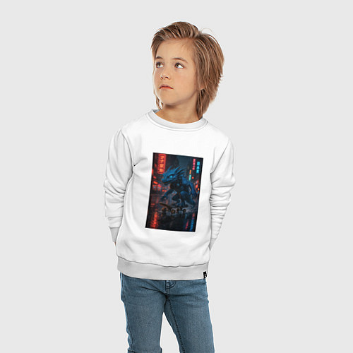 Детский свитшот Дракон на Колесах / Белый – фото 4